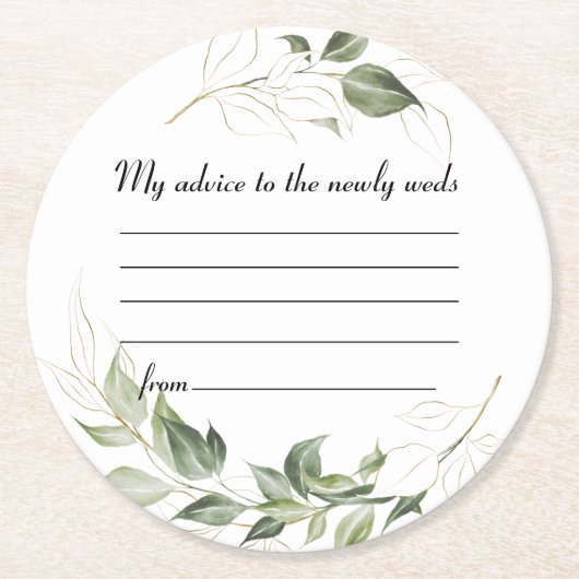 Greenery Wedding Advice Round Paper Onderzetter (Voorkant)