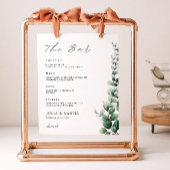 Greenery Wedding Bar Menu Sign Sjabloon Poster