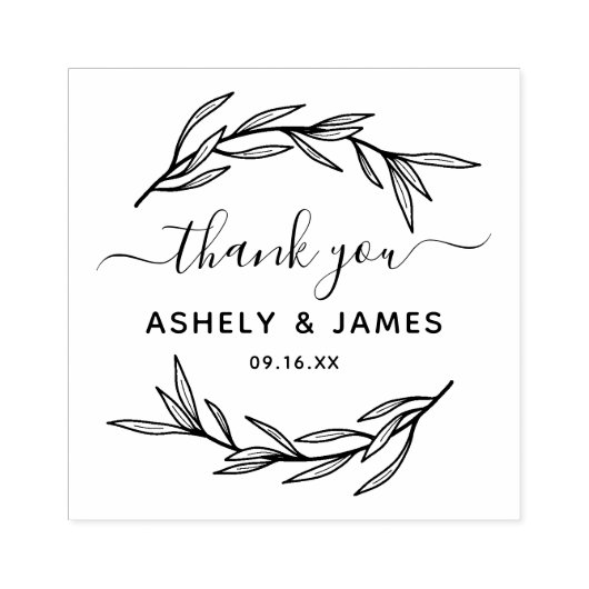 Greenery Wedding Bedankt Rubberstempel (Afrduk)