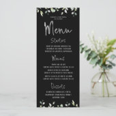Greenery Wedding Black & Silver Calligraphy Menu (Staand voorkant)