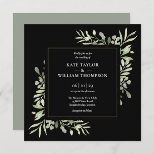 Greenery Wedding Botanical Waterverf Invitation Kaart