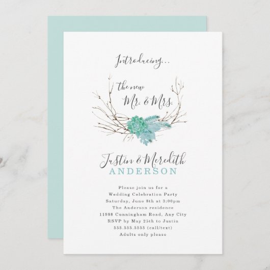 Greenery Wedding Celebration Party only Kaart (Voorkant / Achterkant)