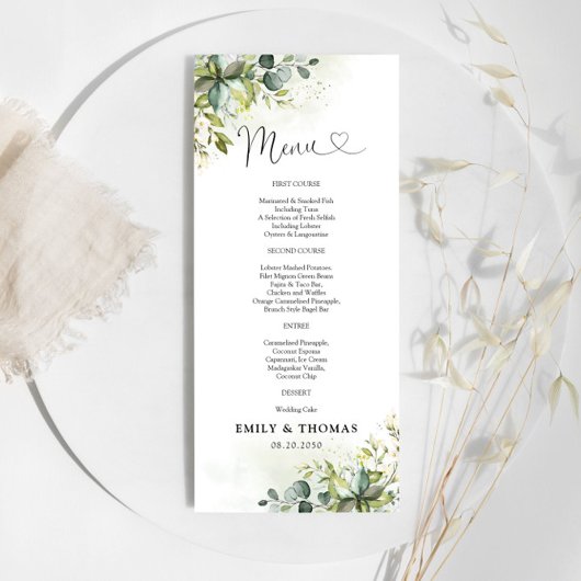 Greenery Wedding Ceremony Menu