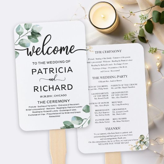Greenery Wedding Ceremony Programma Handwaaier
