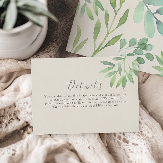Greenery Wedding Details Kaart