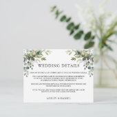 Greenery Wedding Details Sage Green Insert Card Briefkaart (Staand voorkant)