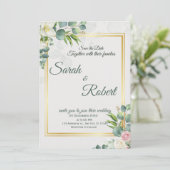 Greenery Wedding Invitation Botanical Minimalist Kaart (Staand voorkant)