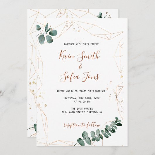 Greenery Wedding Invitation Kaart (Voorkant / Achterkant)