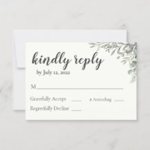 Greenery Wedding Invitation Reply Kaart