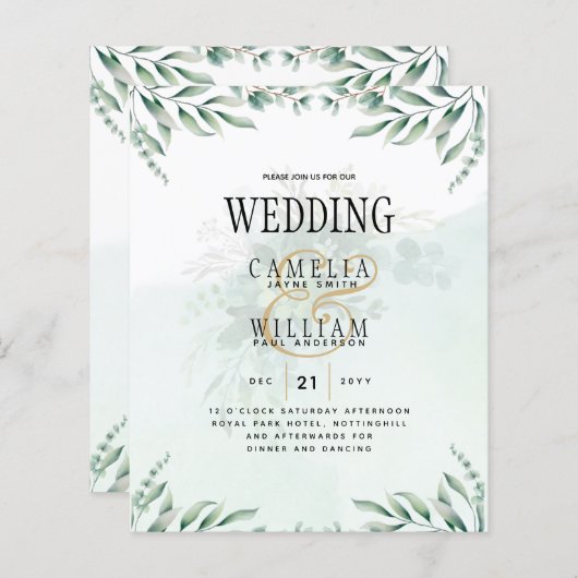 Greenery Wedding Invitting Website RSVP QR CODE (Voorkant / Achterkant)