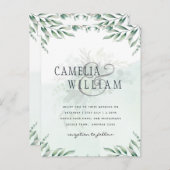 Greenery Wedding Invitting Website RSVP QR CODE Briefkaart (Voorkant / Achterkant)