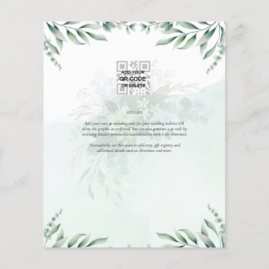 Greenery Wedding Invitting Website RSVP QR CODE Flyer (Achterkant)