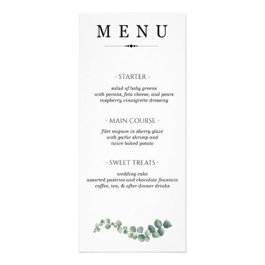 Greenery Wedding Menu (Voorkant)