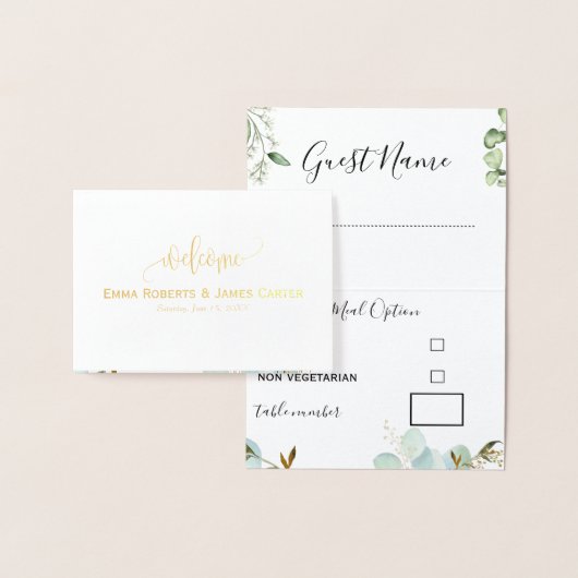 Greenery Wedding Menu Choice Place Cards (Display)