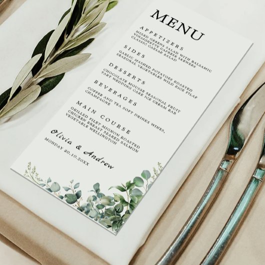 Greenery Wedding Menu Kaarten Sjabloon
