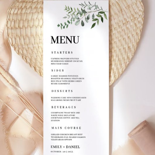 Greenery Wedding Menu Kaarten Sjabloon