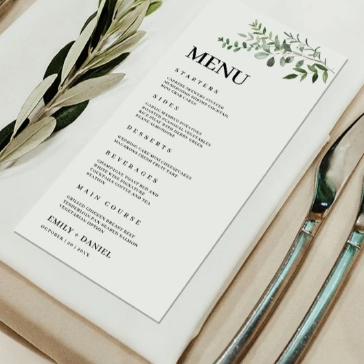 Greenery Wedding Menu Kaarten Sjabloon
