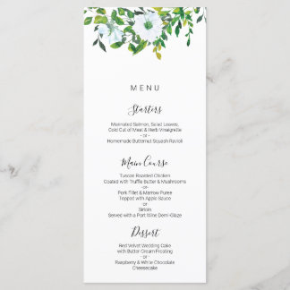 Greenery Wedding Menu, Woodland Menu