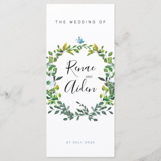 Greenery Wedding Menu, Woodland Menu (Achterkant)