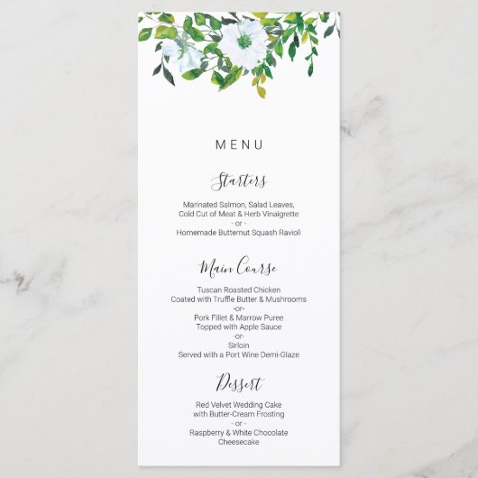 Greenery Wedding Menu, Woodland Menu (Voorkant)