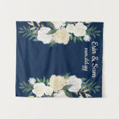 Greenery Wedding Photo Booth Backdrop Navy Blue Wandkleed (Voorkant (horizontaal))