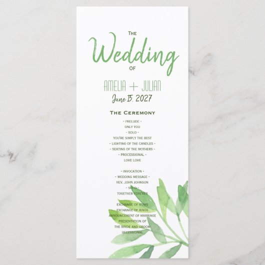 Greenery Wedding Program Programma (Voorkant)