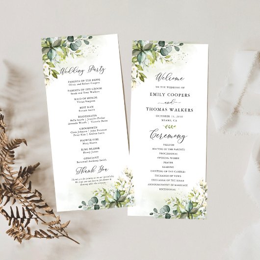 Greenery Wedding Program Programma