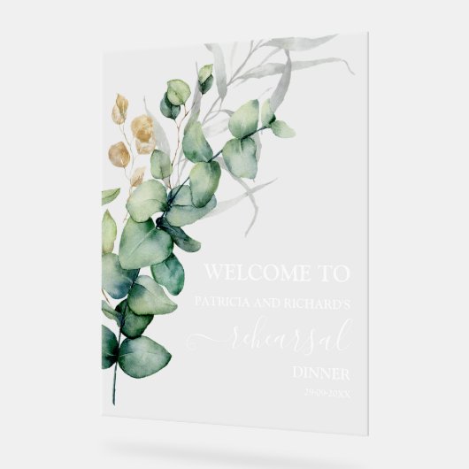 Greenery Wedding Rehearsal Dinner Welcome Sign Acryl Bord (Hoek)