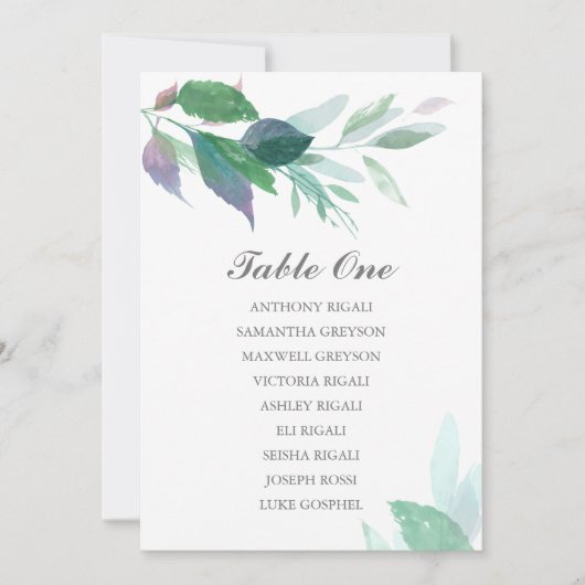 Greenery Wedding Seating Chart, Table Plan Kaart (Voorkant)