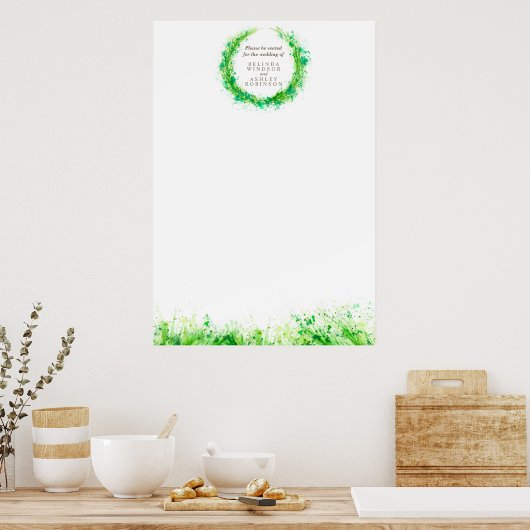 Greenery Wedding Seating Plan blanco DIY sjabloon Poster (Keuken)