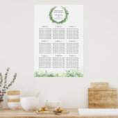 Greenery Wedding Seating Table Plan groen Poster (Keuken)