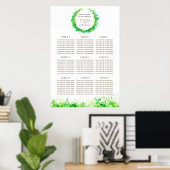 Greenery Wedding Seating Table Planner 1-9 tafels Poster (Thuiskantoor)