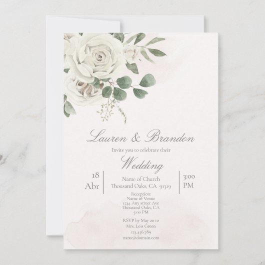 Greenery Wedding-uitnodiging Kaart (Voorkant)