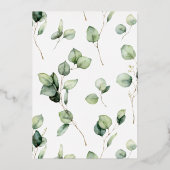 Greenery Wedding Waterverf Eucalyptus Folie Uitnodiging (Achterkant)