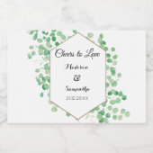Greenery Wedding Waterverf White Green Mini Sparkling Wijnetiket (Enkel label)