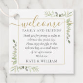 Greenery Wedding Welcome Gift Basket Bag Bedankjes Labels (Voorkant)