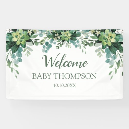 Greenery Welcome baby Banner backdrop (Horizontaal)