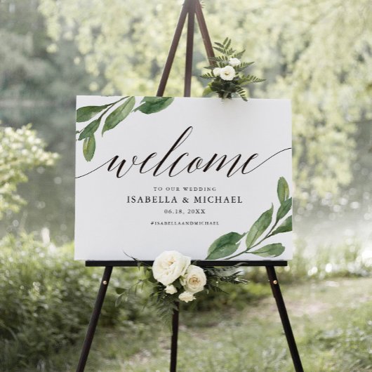 Greenery Welcome Wedding Sign Poster