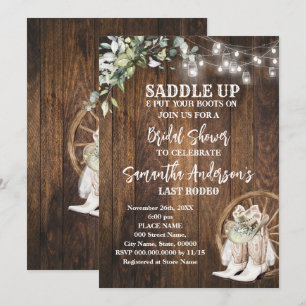 Greenery Western Cowgirl Saddle Up Bridal Shower Kaart