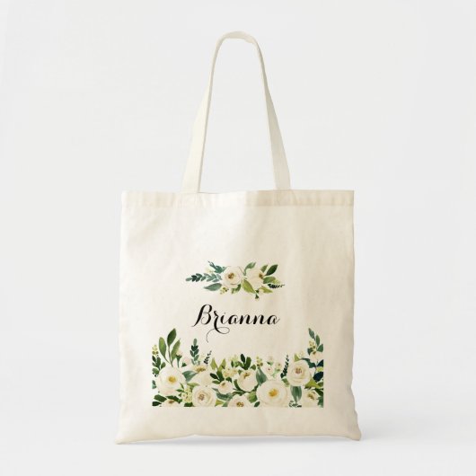 Greenery White Autumn Floral Bridesmaid Canvas tas (Voorkant)
