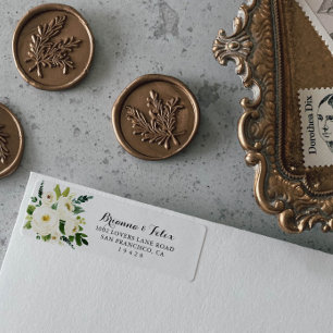 Greenery White Autumn Floral Return Address Label
