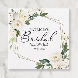 Greenery White Flowers Geometric Vrijgezellenfeest Bedankjes Labels