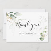 Greenery White Gold Leaves Weddenschap Hartelijk d Bedankkaart (Voorkant)