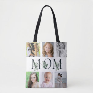 Greenery White MOM 6 Photo Moederdag Gift Draagtas