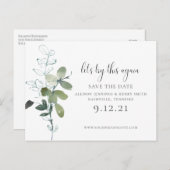 Greenery Wijzig de trouwdatum Save the Date Aankondigingskaart (Voorkant / Achterkant)