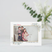 Greenery Winter Kerstfoto Collage Holiday Briefkaart (Staand voorkant)