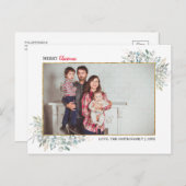 Greenery Winter Kerstfoto Collage Holiday Briefkaart (Voorkant / Achterkant)