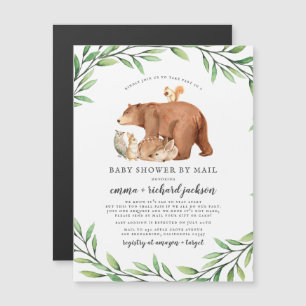 Greenery & Woodland Animals Baby shower per post Magnetische Uitnodiging