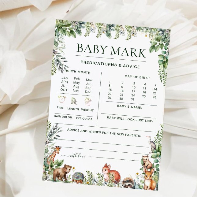 Greenery Woodland Animals Baby shower voorspelling (Creator heeft geüpload)