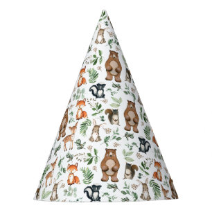 Greenery Woodland Animals Beer Deer Fox Birthday Feesthoedjes